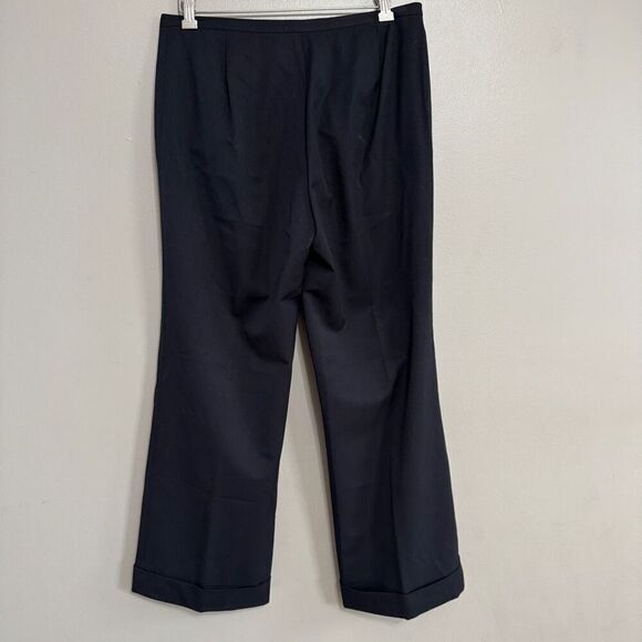 LAFAYETTE 148 NY || Black Wide Leg Cuff In Wool Pant size 10 - Picture 2 of 7